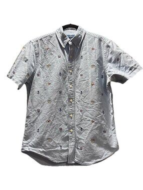 Ralph Lauren Classic Fit Nautical Theme Short Sleeve Button Down Shirt Size M